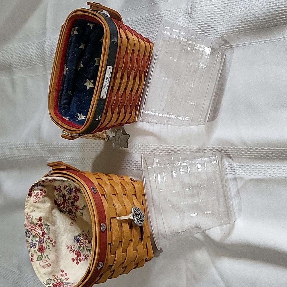 Longaberger Woven Baskets 2001 Inaugural Basket & 2002 Love Notes Basket &Liners - Picture 6 of 15